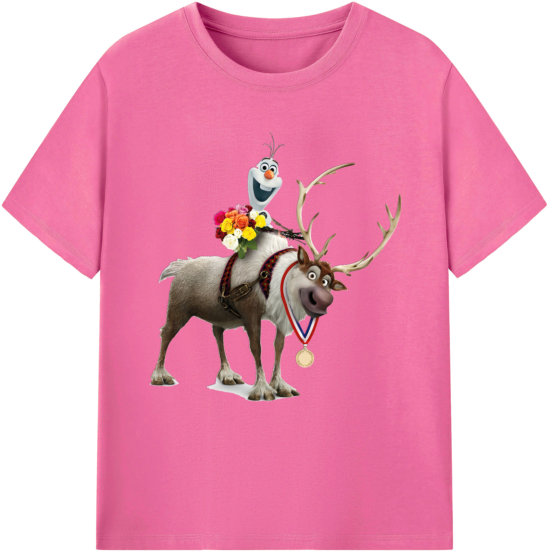 （画像用） アナと雪の女王 アンナ エルサ Frozen Anna Elsa レディースカジュアルプリントTシャツ（綿100％）
